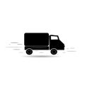 Fast delivery of any goods, freight. Truck at high speed.